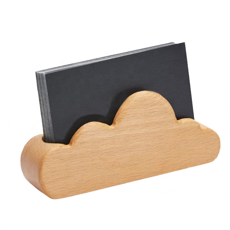 Hot Selling Bamboo Wood Desktop Business Card Holder Display for Desk Natural Bamboo Business Card Stand for Office Tables