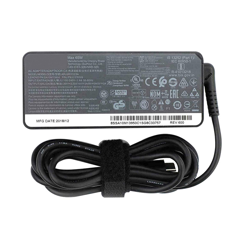 Новое зарядное устройство для ноутбука 65 Вт, 20 в, 3,25 А, USB Type C(USB-C), адаптер питания переменного тока для Lenovo ThinkPad X1 ADLX65YCC3A