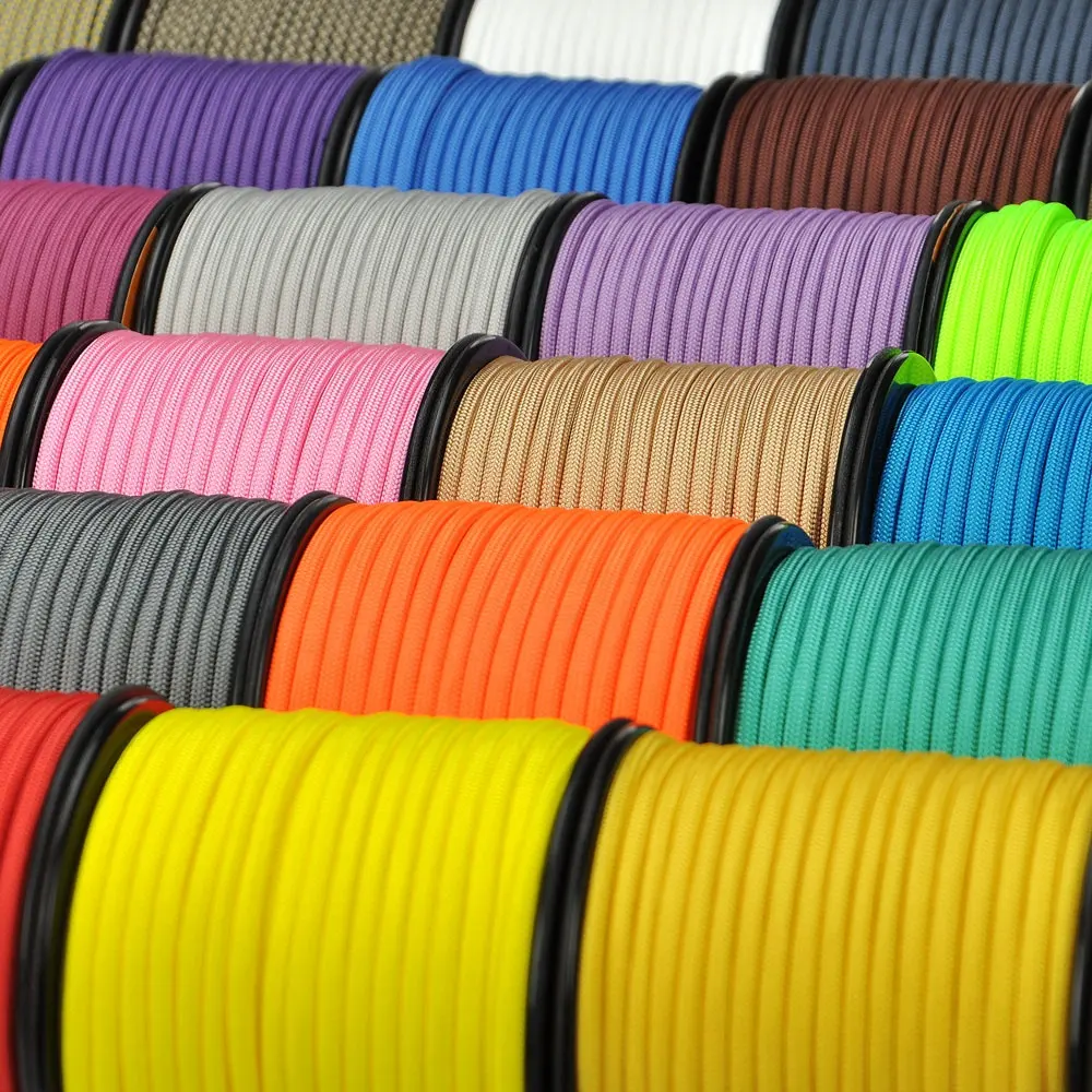 Solid Colors Outdoor Survival 100% Nylon Paracord 550 4mm Parachute Rope 7 Strand Braided Rope