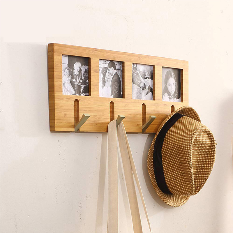 Amazon sells Home Decorative Wall-mounted Bamboo Wood hanger With 4 Sliver Hooks