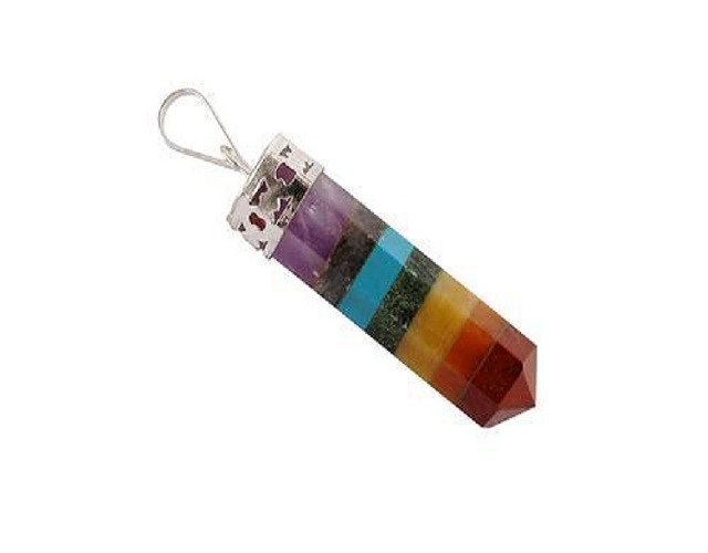 seven chakra pencil bullet point crystal charms bonded pendant men women 7 chakra natural stone for jewelry making