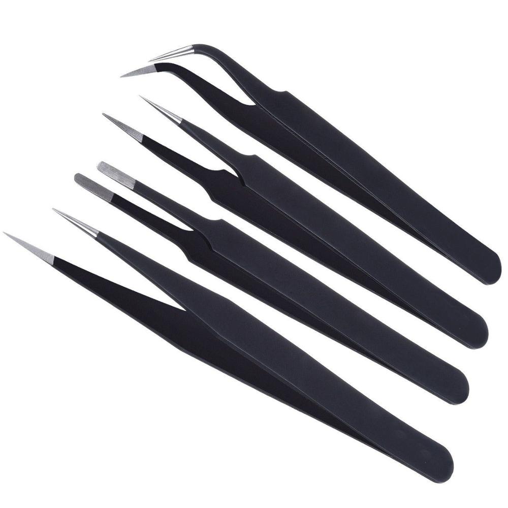 Eyelash Tweezers High Quality 4 Pieces Straight And Curved Tip Eyelash Tweezers