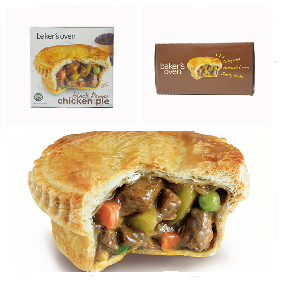 Baker's Oven 12 Months Shelf Life Frozen Chicken Pie, Paper Box Frozen Pie Packaging