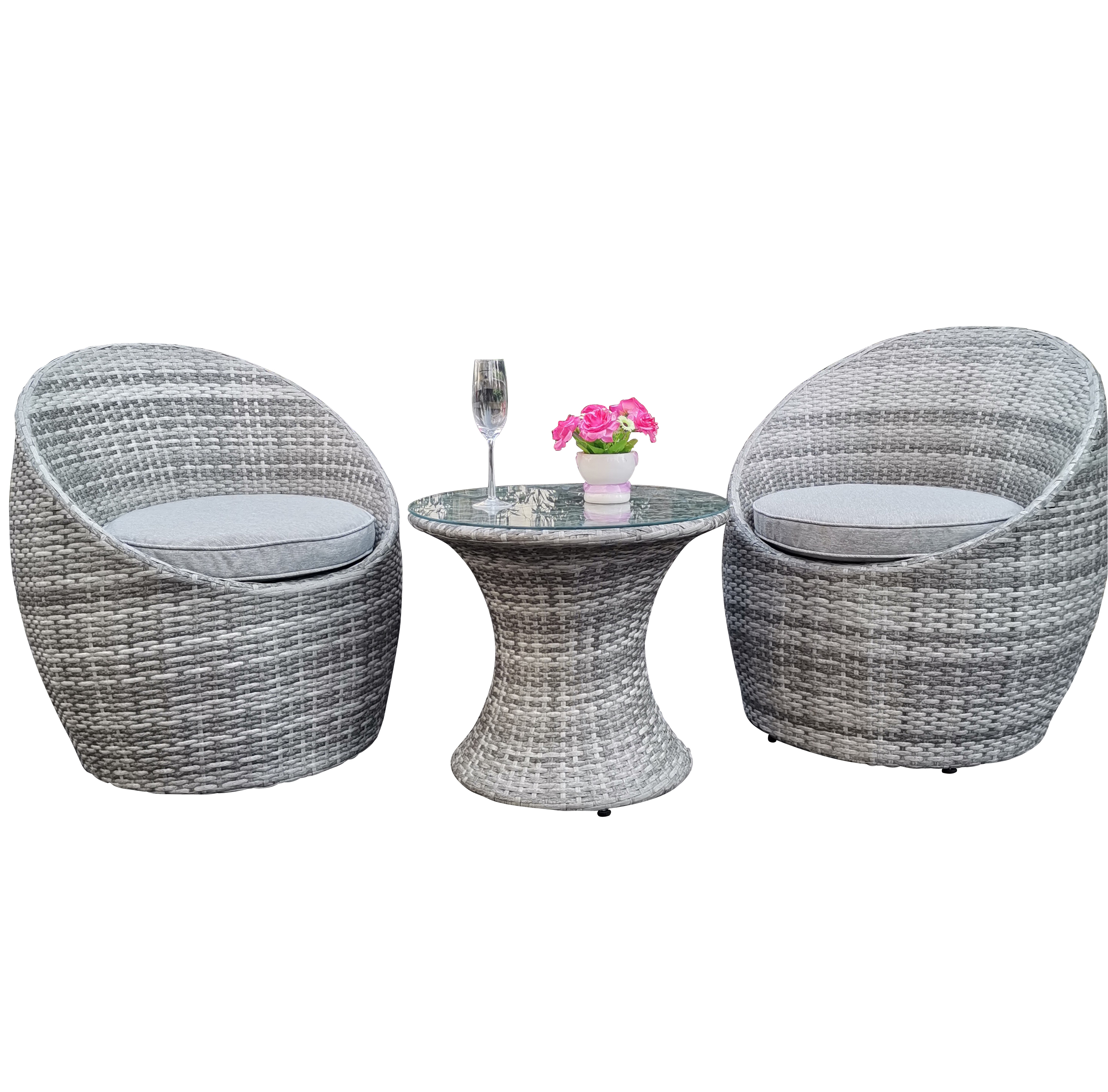 Rattan Corner Sofa Steel 3PCS Bistro Set Rattan Table Chair Set 3PCS Bistro Set Rattan Furniture