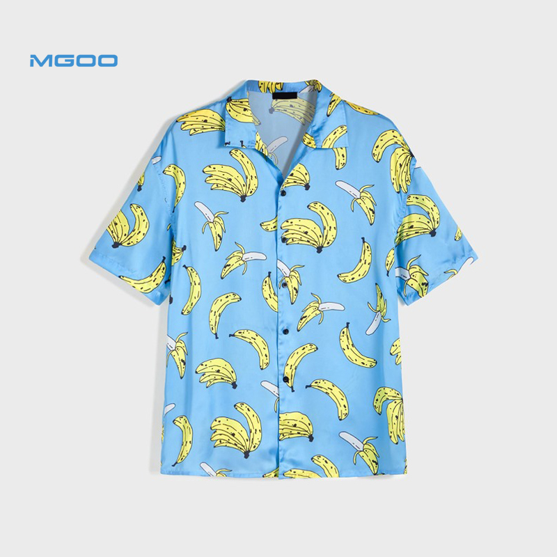 MGOO милый стиль фрукты бананы мультфильм цифровой печати новый модный стиль вискоза рубашки мужские