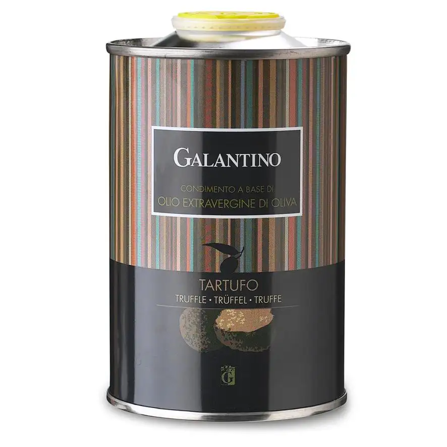 Natural Flavored Extra Virgin Olive Oil And Truffle Tin 250 Galantino for dressing and cooking 250ml Italy