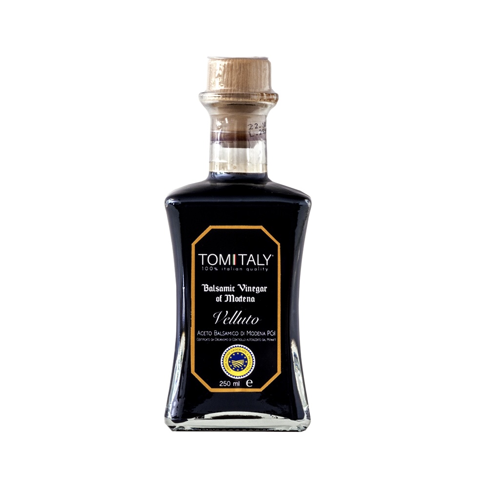 TOMITALY BALSAMIC VINEGAR "VELLUTO" - 100% Made in Italy - Premium Quality - 250ml- IGP Certificate.