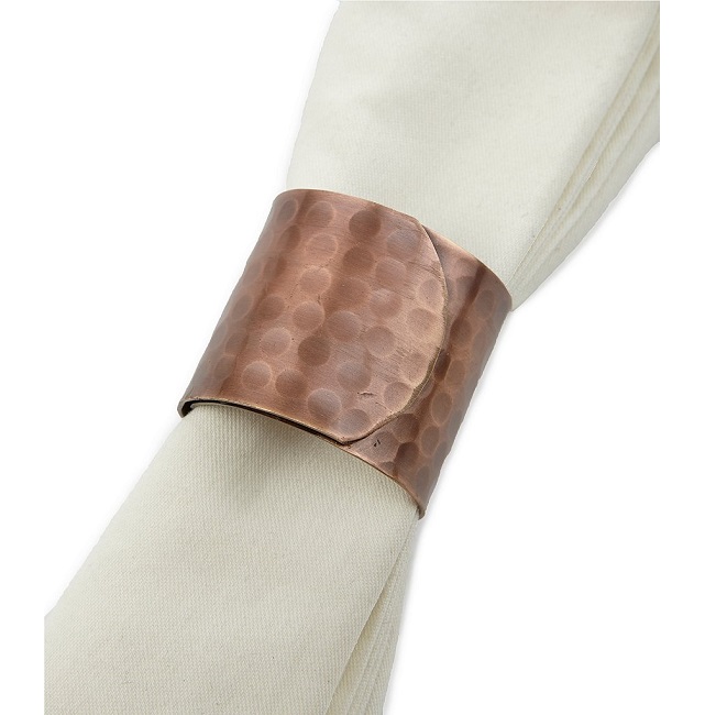 Copper Hammered Metal Decorative Napkin Ring For Wedding Table