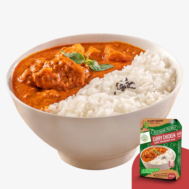 Vegan Lover Premium Vegetarian Curry Chicken with Steamed Rice Malaysia Brand Roots Palate For F&B Industry