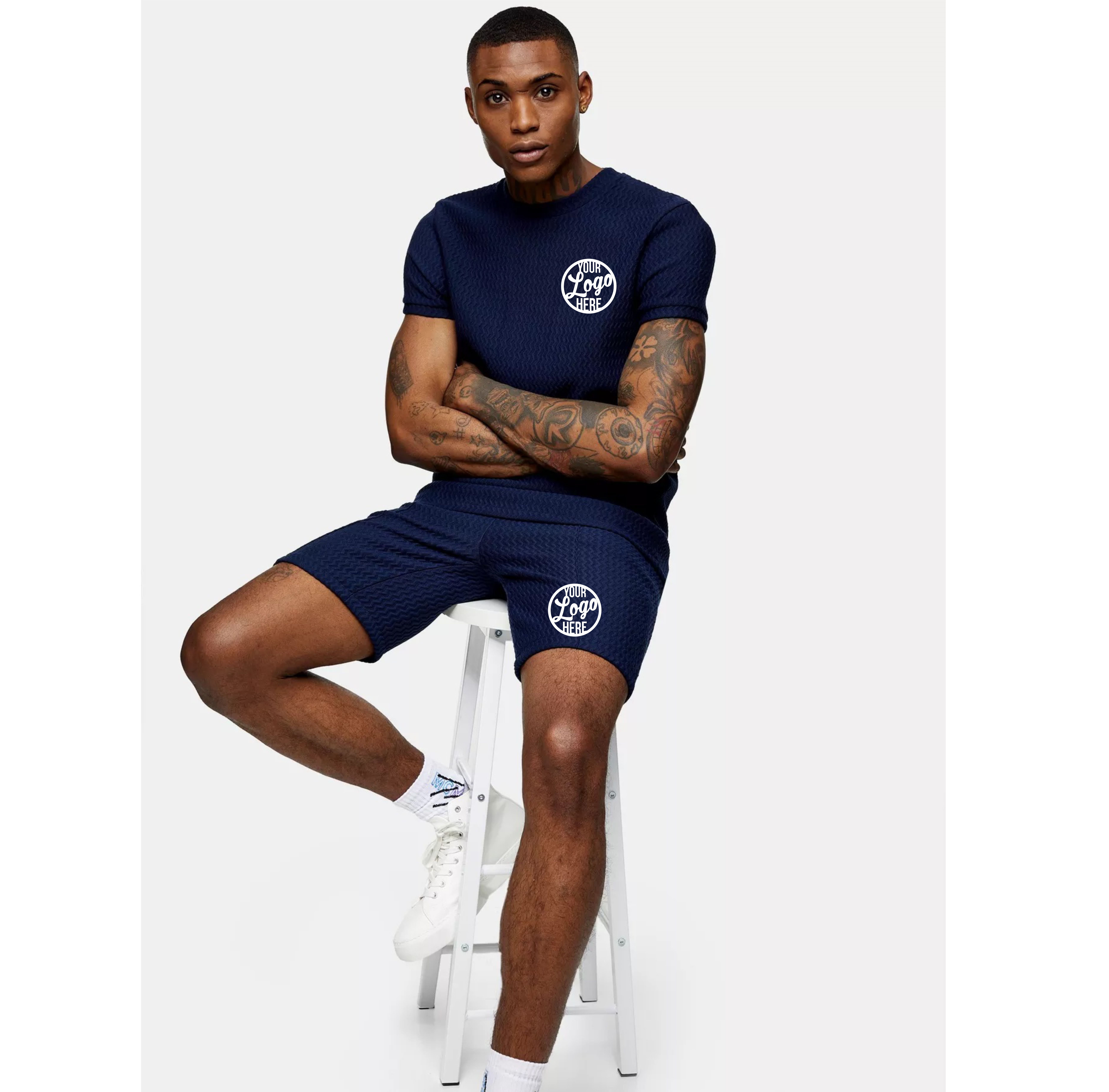 top quality latest round neck style T shirt and Shorts Two Piece twin Set