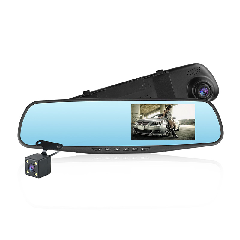 HD1080P 4,3 дюймовый автомобильный зеркальный видеорегистратор с камерой заднего вида