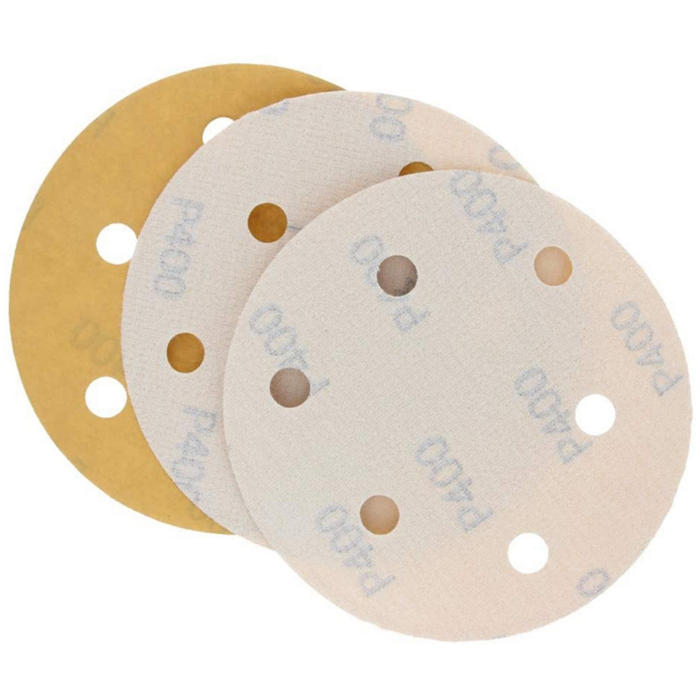 Premium Konaflex-Golden Yellow 6inch(150mm)With 6 Dust Holes Hook&Loop Sanding Disc