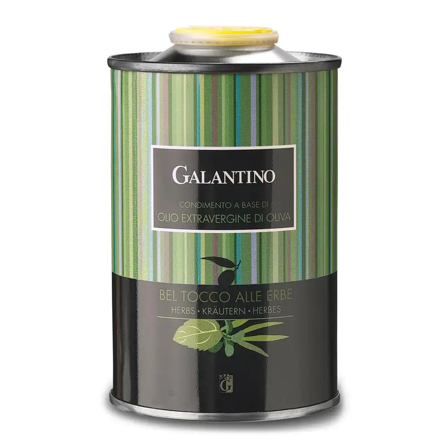 Natural Flavored Extra Virgin Olive Oil And Beltocco Herbs Tin 250 Galantino for dressing and cooking 250ml Italy