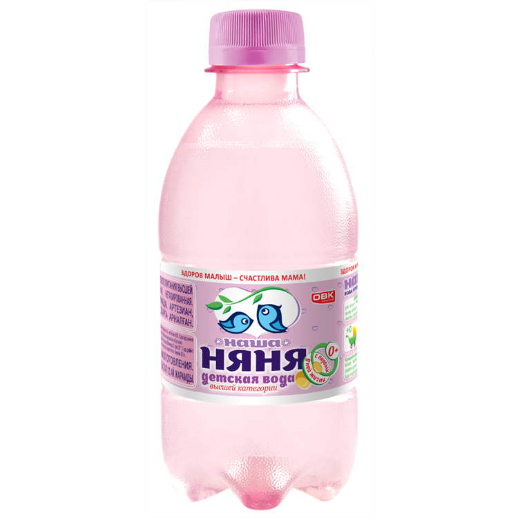 Non-carbonated drinking water NASHA NYANYA 0,33 l. PET bottle with sport lock, child safe, plastic water bottles