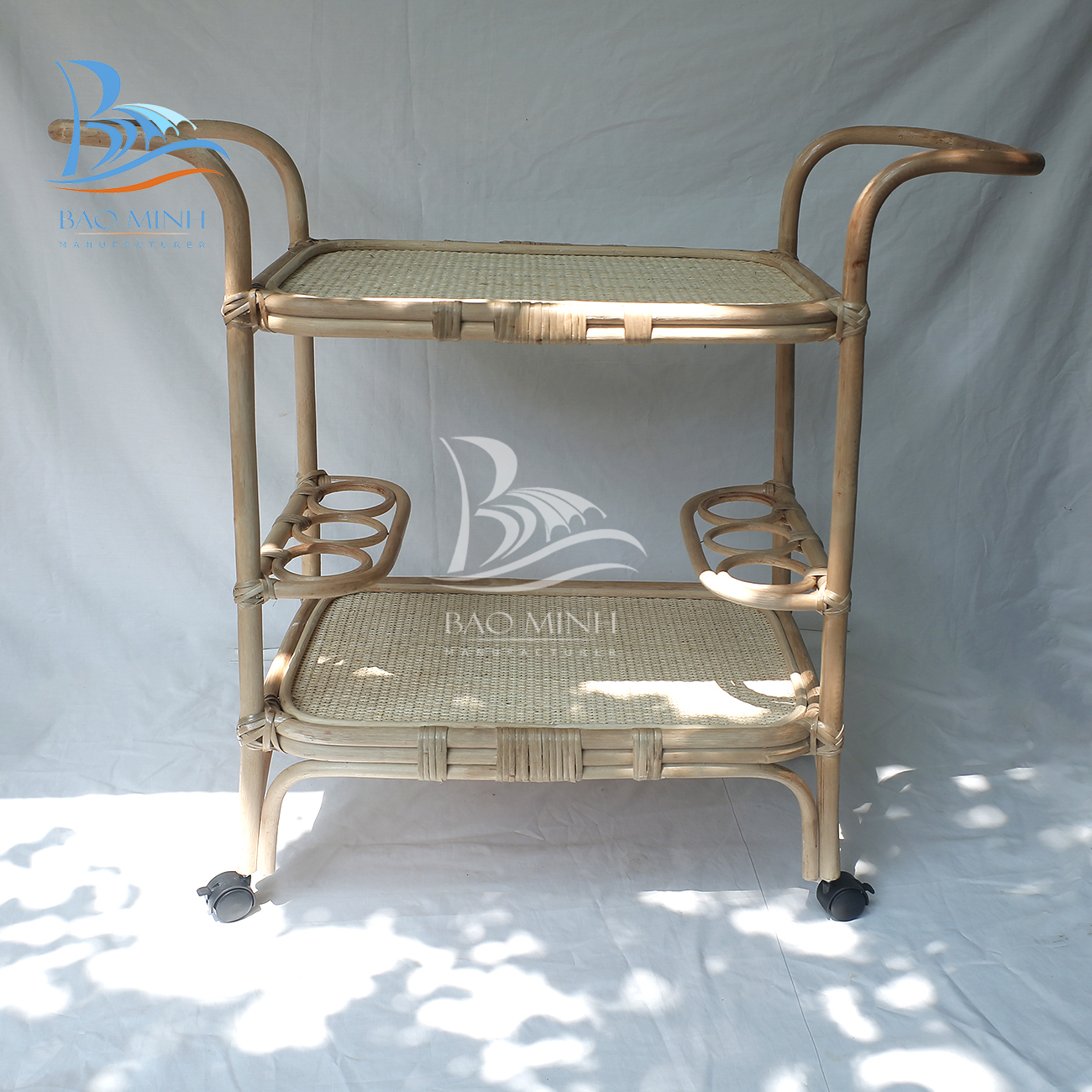 Wholesale cheapest rattan Bar Cart Hotel Service handmade in Vietnam