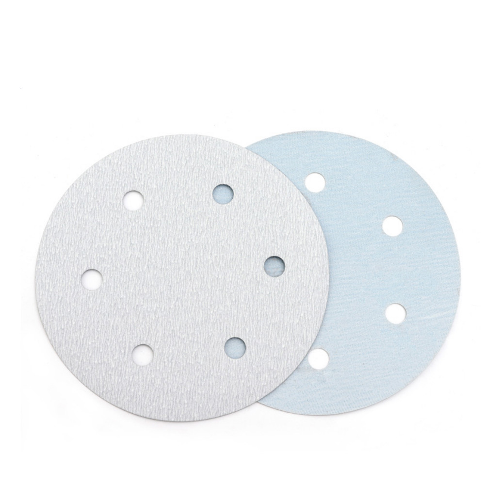 China manufacture konaflex-platinum white 6inch(150mm)with 6 dust holes hook&loop sanding disc