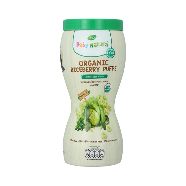 Baby Nutura 100% Organic Healthy Riceberry Puffs with Mixed Veggies and No Cow's Milk
