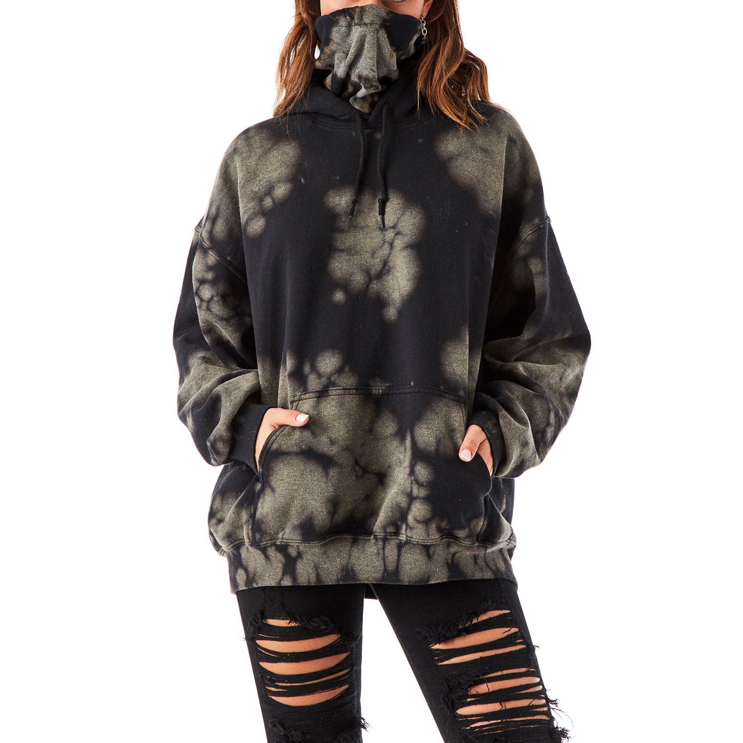 High Quality Tie Dye Turtleneck Hoodies For Women