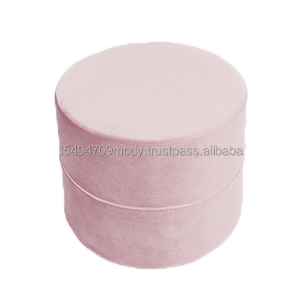 Kids Pouf Foam Soft Velvet Non-Toxic Round Shape Pink