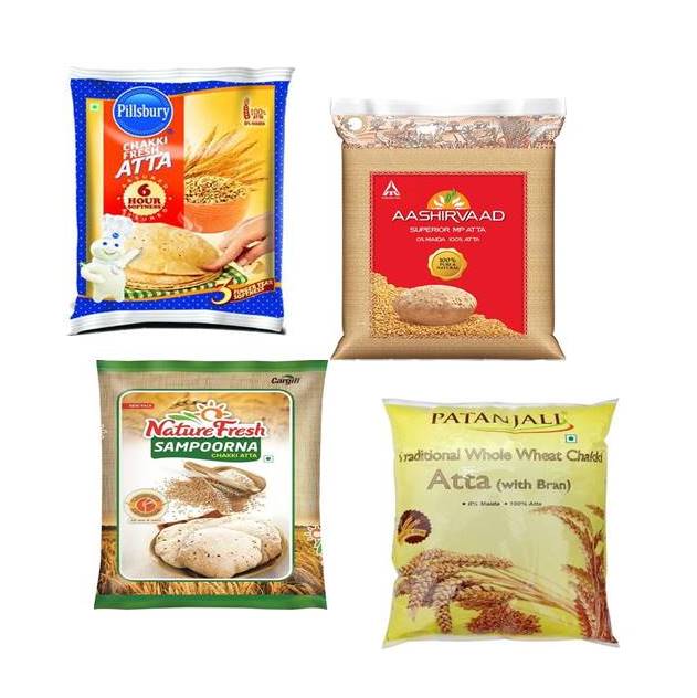 Indian aashirwad nature fresh pillsbury patanjali whole wheat atta