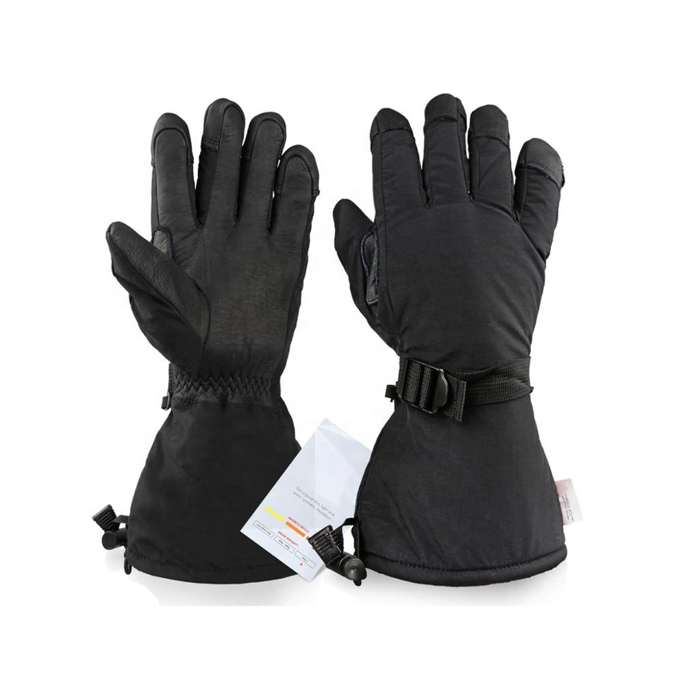 Warmed-Winter Cowhide Leather Ski Skiing Snowboard-Snowmobile Touchscreen Sports Motorcycle Riding Ski Battery-Heated For Men Wo