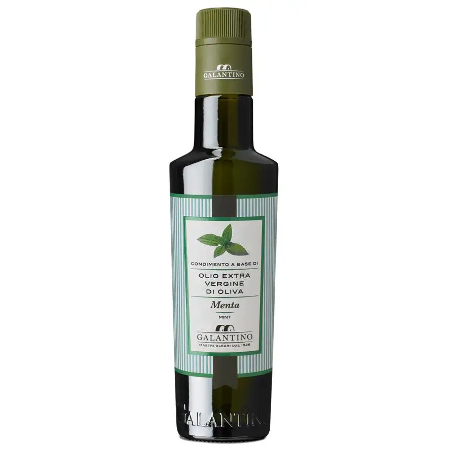 Natural Flavored Extra Virgin Olive Oil And Mint Glass Bottle 250 Galantino for dressing and cooking 250ml Italy