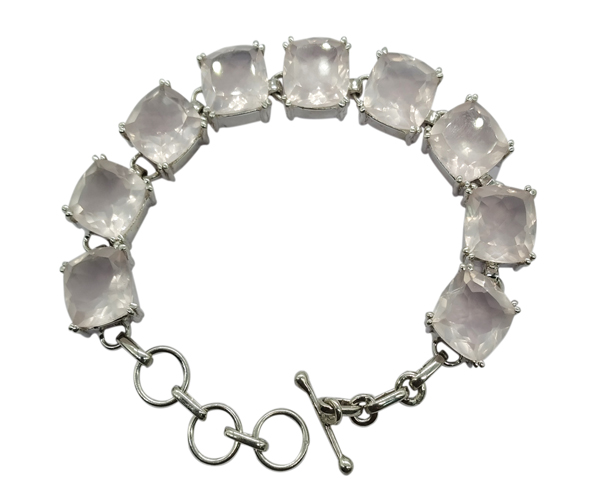 Rosequartz Beautiful Semi-Precious 925 Silver Gemstone Bracelet