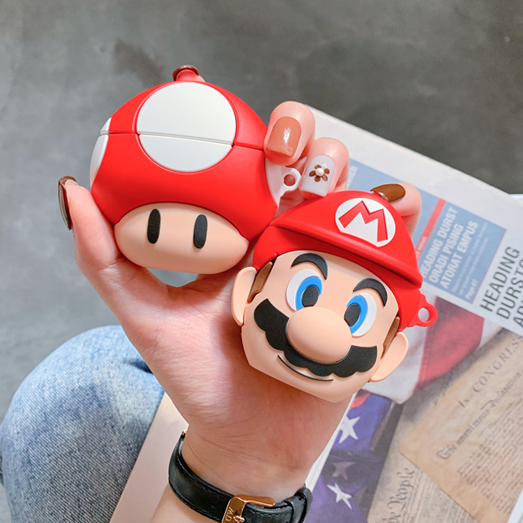 Силиконовый чехол с 3D рисунком Марио для Airpod, чехол для Марио, Airpod, чехол для Airpods