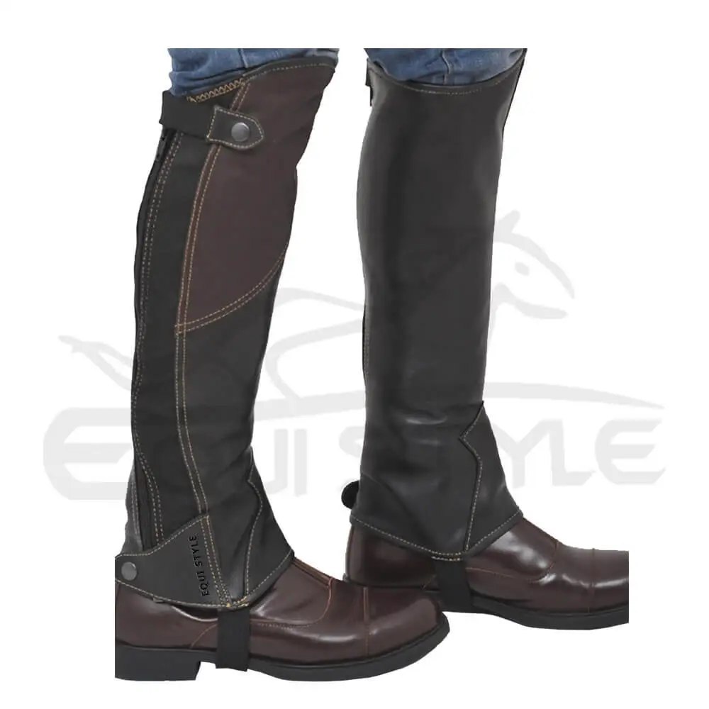 Design For Performance and Fashion Premium Black Brown PU Leather Half Horse Riding Half Chaps English Riding Apparel