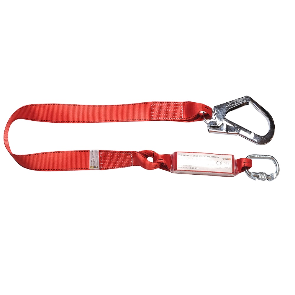 Single Arm custom lifting safety lanyard fall protection with 1 Big Hook and shock absorber safeset made in Turkey