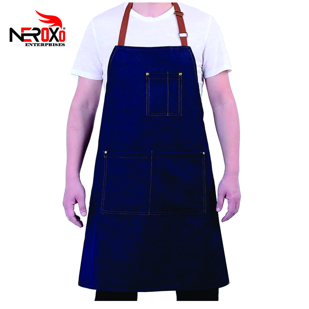 Custom 2021 Denim Apron With 3 Pockets For Men And Women