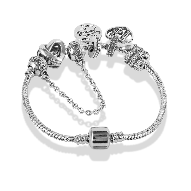 DIY Heart Shaped Bracelet Beads Double Heart Hollow Loose Beads Diamond for Bracelets