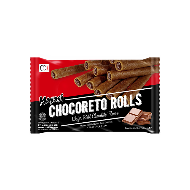 Хит продаж, вафельные рулоны для закусок Mayasi Chocoreto, рулоны 34 г, вкус шоколада