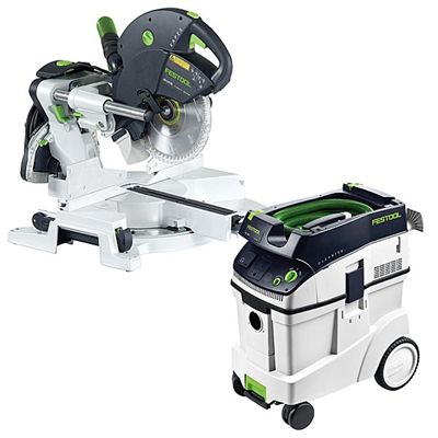 EAGRY SALES Festools KS 120 Dual Compound Sliding Miter Saw w out T-LOC + CT 48 Dust Extractor Package