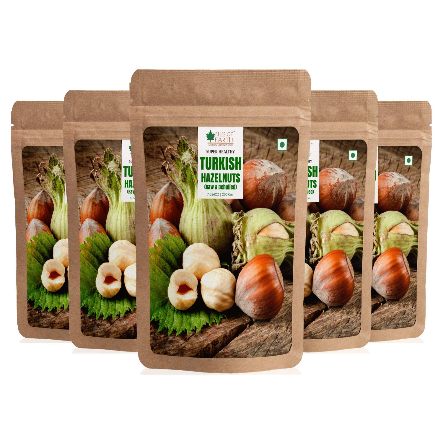 Турецкие лесные орехи Bliss of Earth 5x200 г, сырые и необработанные, здоровые и вкусные упаковка из 5 шт.