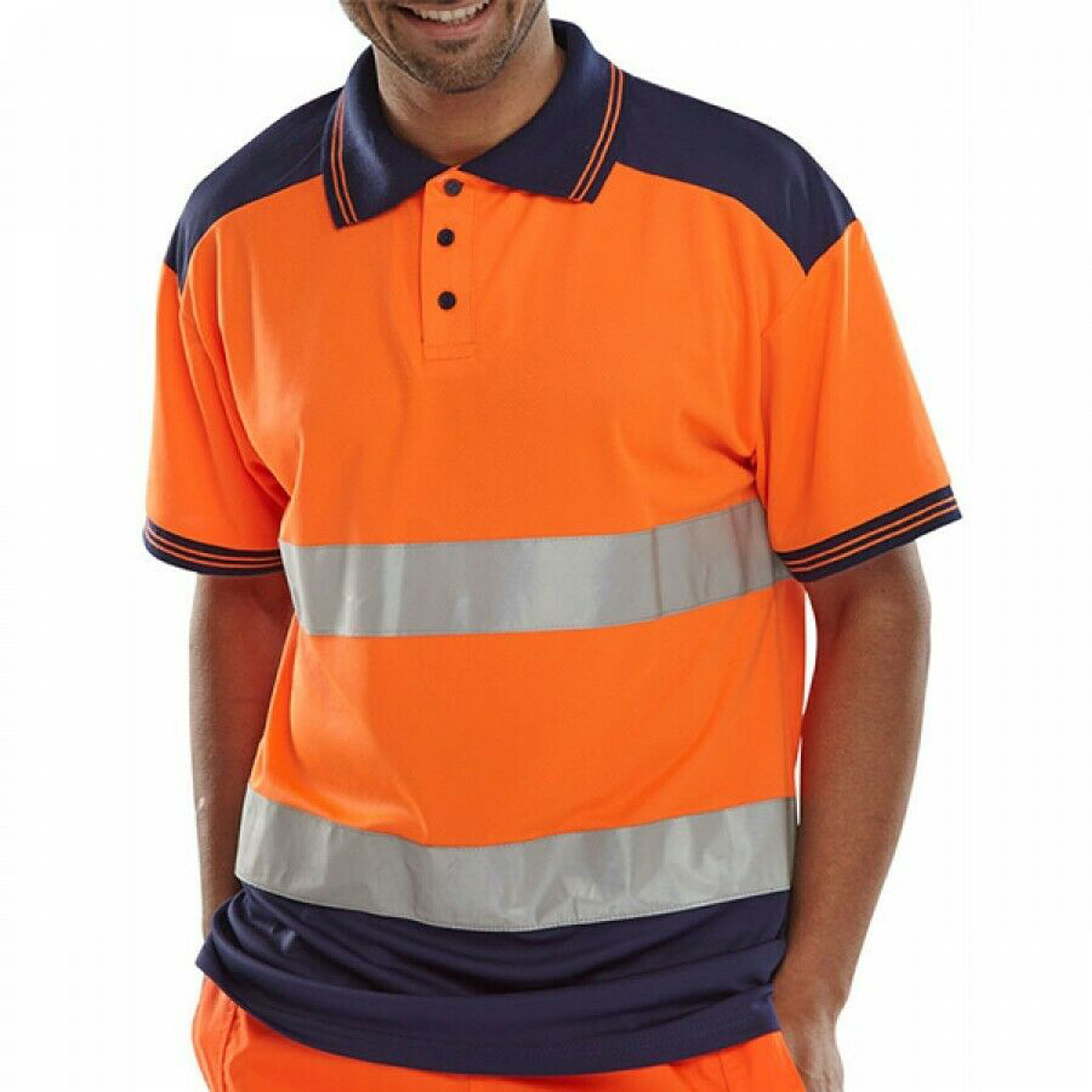 safety worker wear yellow hi vis polo shirt