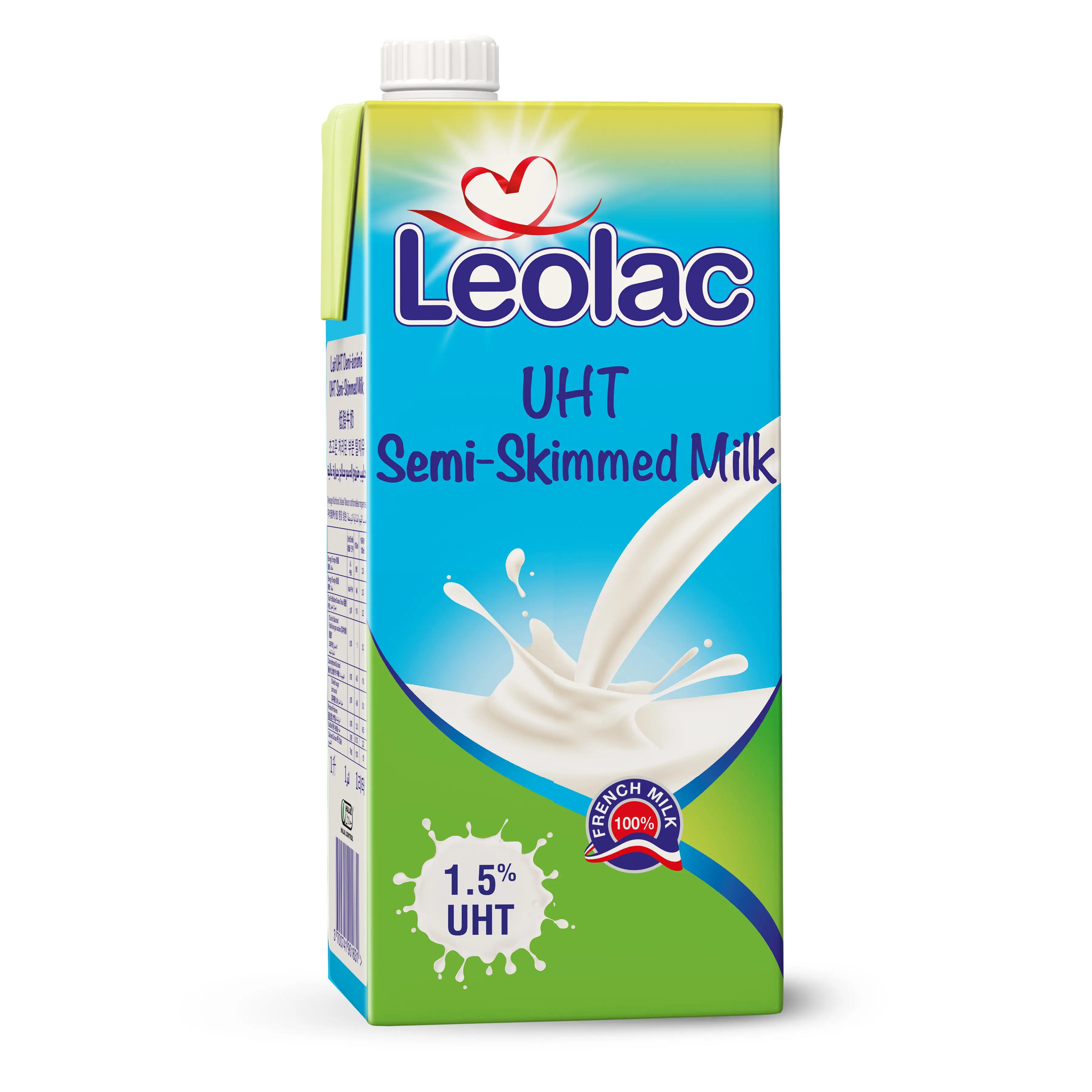 LEOLAC UHT SEMI-SKIMMED MILK 1,5% - 1L WITH SCREW OPENER