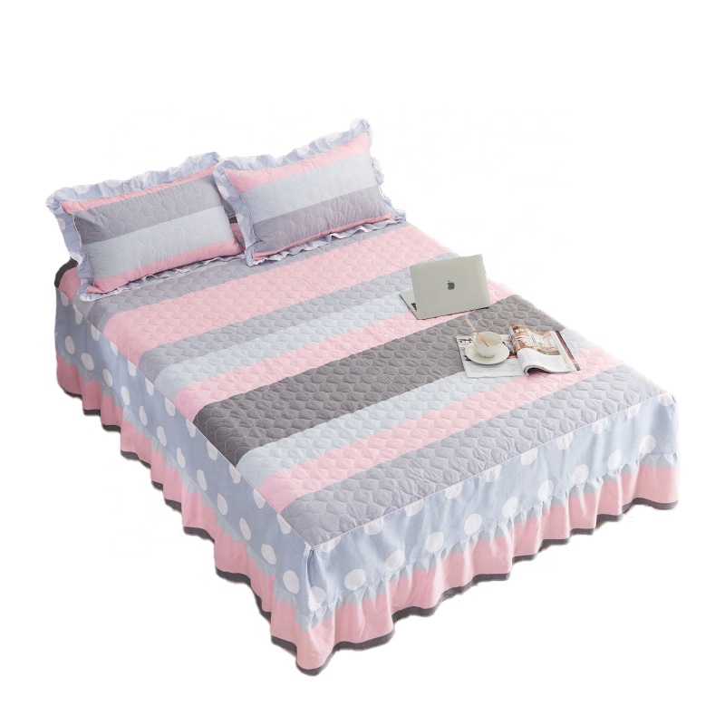 Quilting Seam Bed Cover Skirt Cotton Bed Skirt