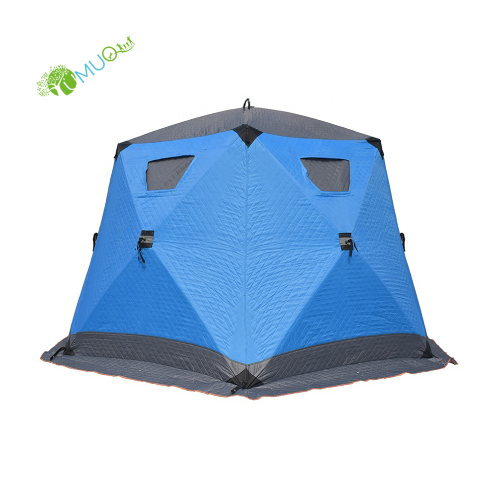 YumuQ 11.5' 4-5 Person Quilted Winter Ice Fishing Cube Shelter Tent, Wind-Resistant Ice Hub Fishing Tent For Outdoor