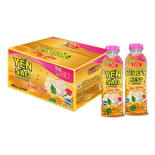 JOY Soft Drink 500ml Plastic Bottle Healthy Fruit Drink Bird's Nest Fruit Juice Red Ginseng with Rock Sugar Viet Nam Brand