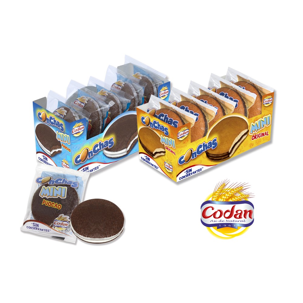 "MINI CONCHAS" - Mini circular biscuits joined by a layer of delicious cocoa coating