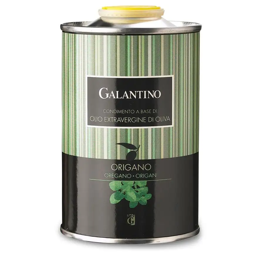 Natural Flavored Extra Virgin Olive Oil And Oregano Tin 250 Galantino for dressing and cooking 250ml Italy