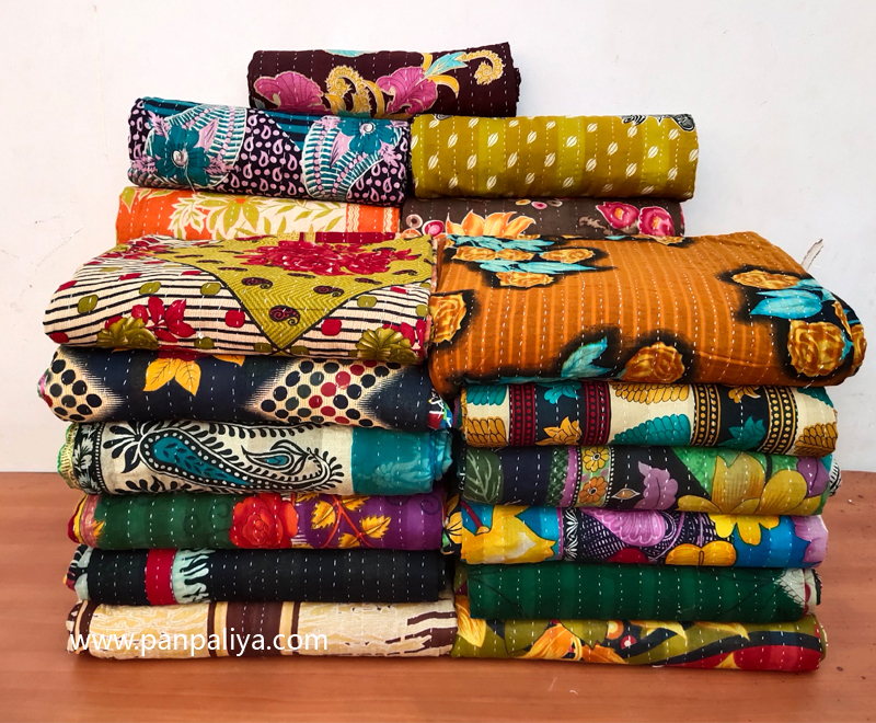Винтажные одеяла kantha из 100% хлопка, лоскутные одеяла kantha