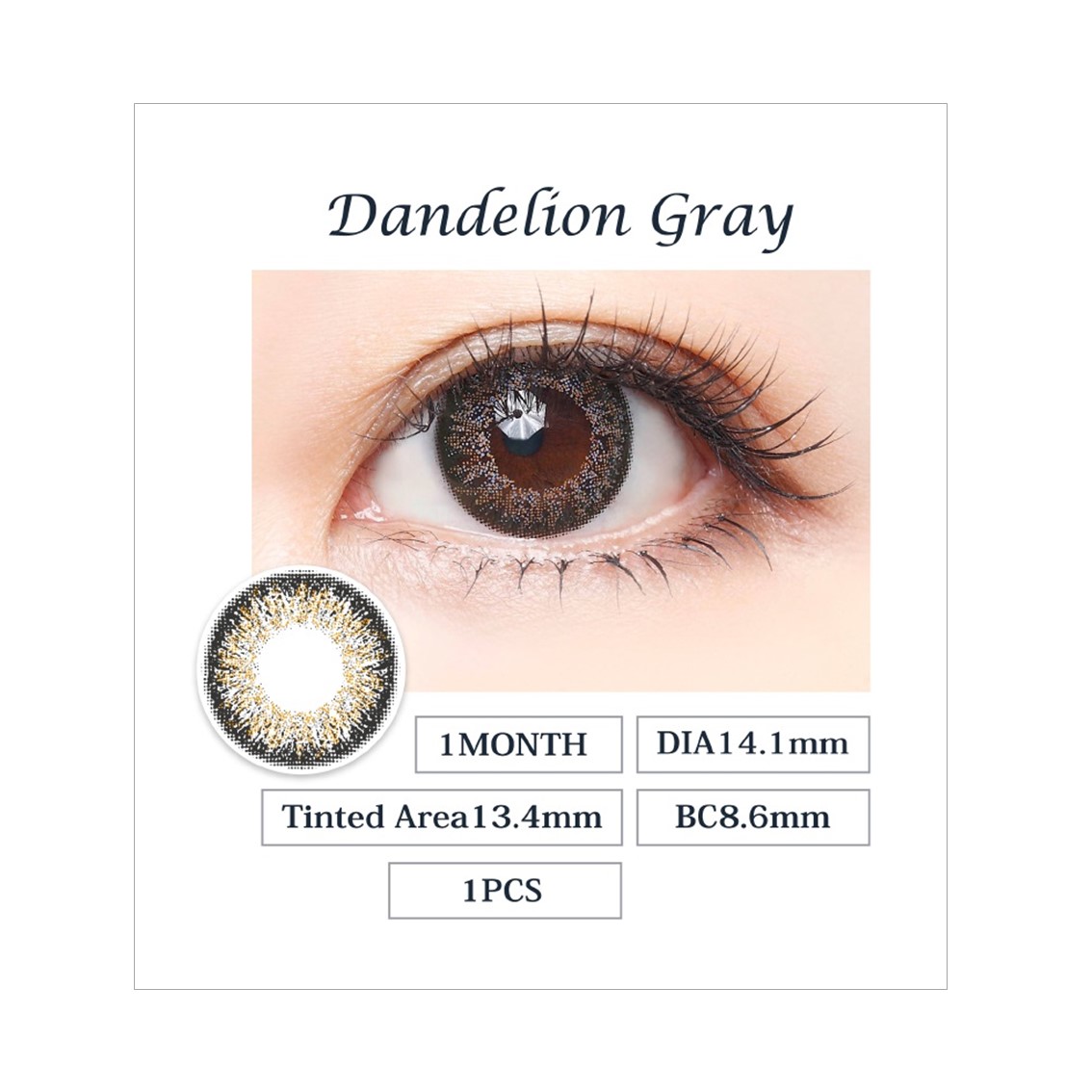 KUKKA 38% Monthly Soft Color Contact Lenses | Dandelion Gray | Wholesale | Fashion Design | Factory Price | 1 piece