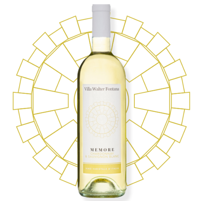 Настольное вино Memore Chardonnay и Sauvignon blanc, свежий и сухой вкус, итальянское качество, невыцветающее белое вино