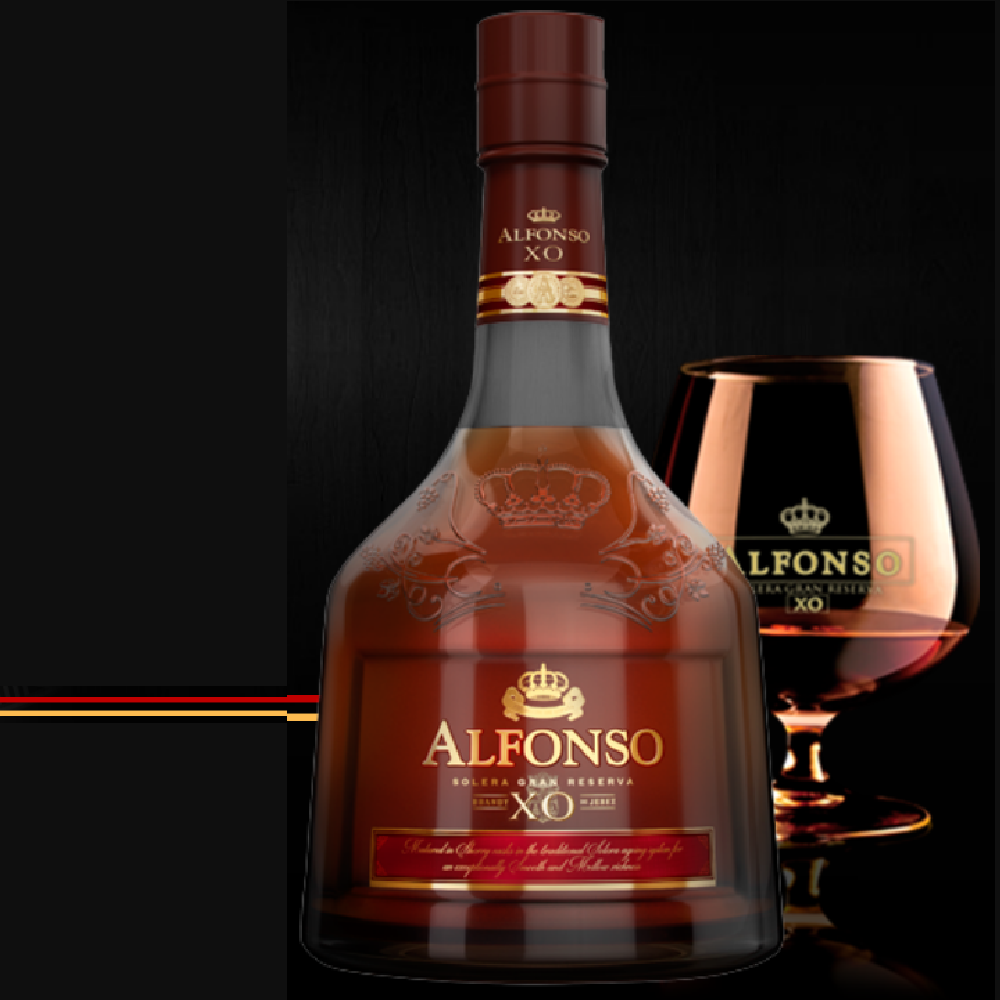 Популярный спиртовой напиток из Jerez Spain Alfonso XO Brandy объемом 40% года в американском дубе с ванильными нотами