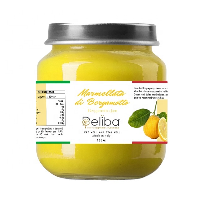 Authentic Italian Bergamotto di Reggio Calabria PDO Jam Glass Jar 106 ml for Horeca