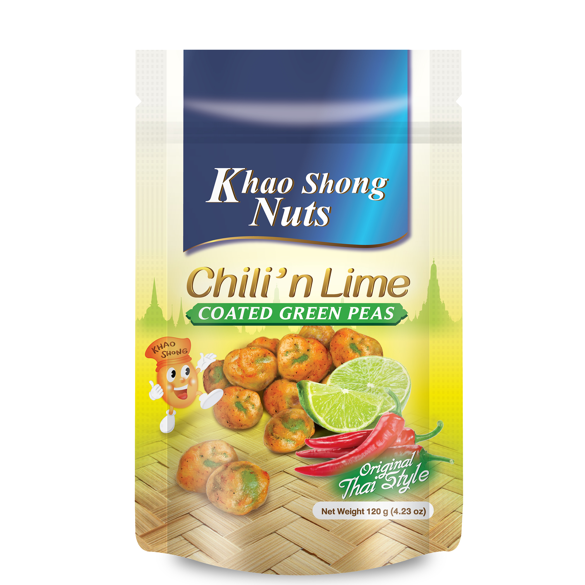 Thai Snack Exotic Taste - Chili'n Lime Favored Coated Green Peas 120g (Pouch)