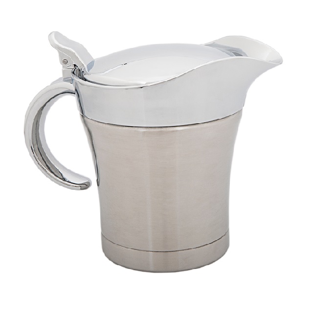 500 ml double wall stainless steel gravy boat metal sauce jug with lid