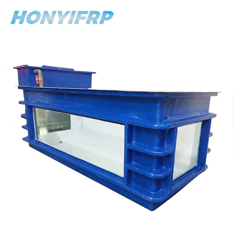Custom Aquarium Koi Pond Indoor Fish Farm Frp Fiberglass Fish Farming Tank with Viewing Window and Filtration Room